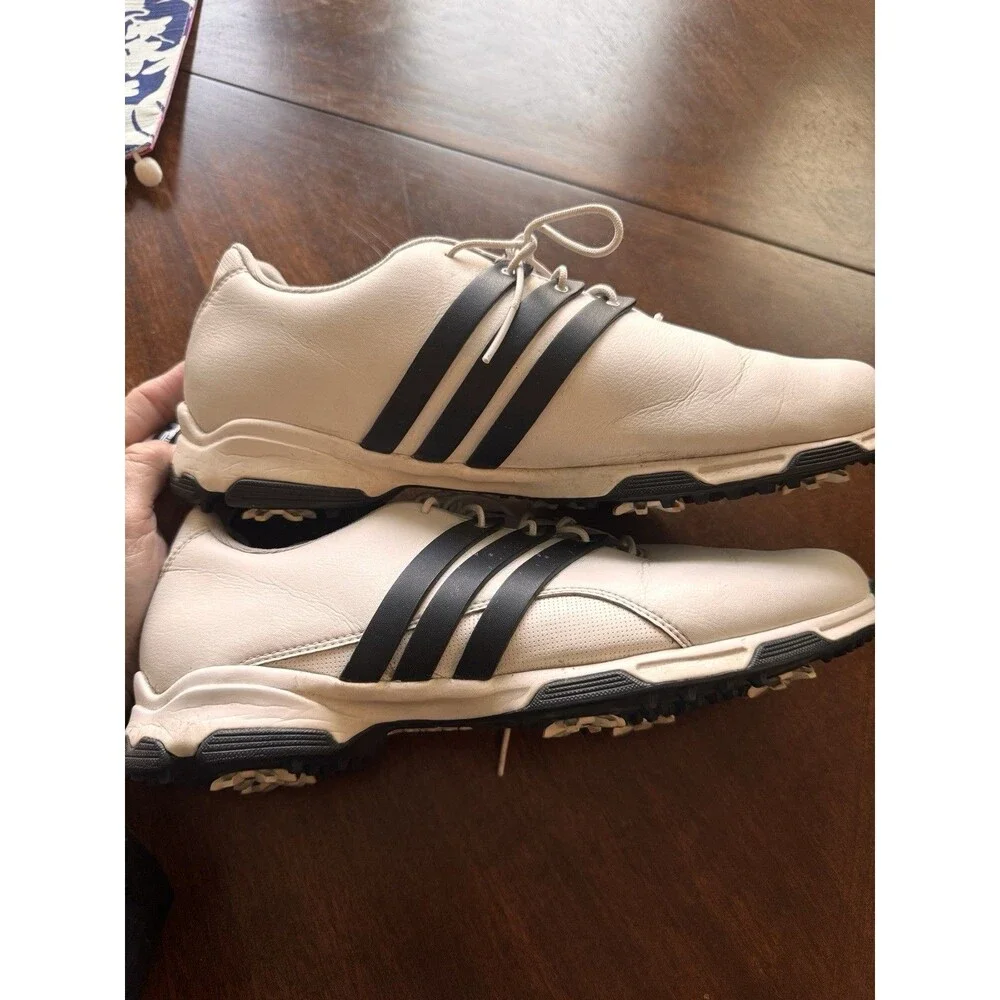 Adidas Mens Pure TRX F33237 White 3 Stripe Golf Cleats Shoes Sneaker Size 10